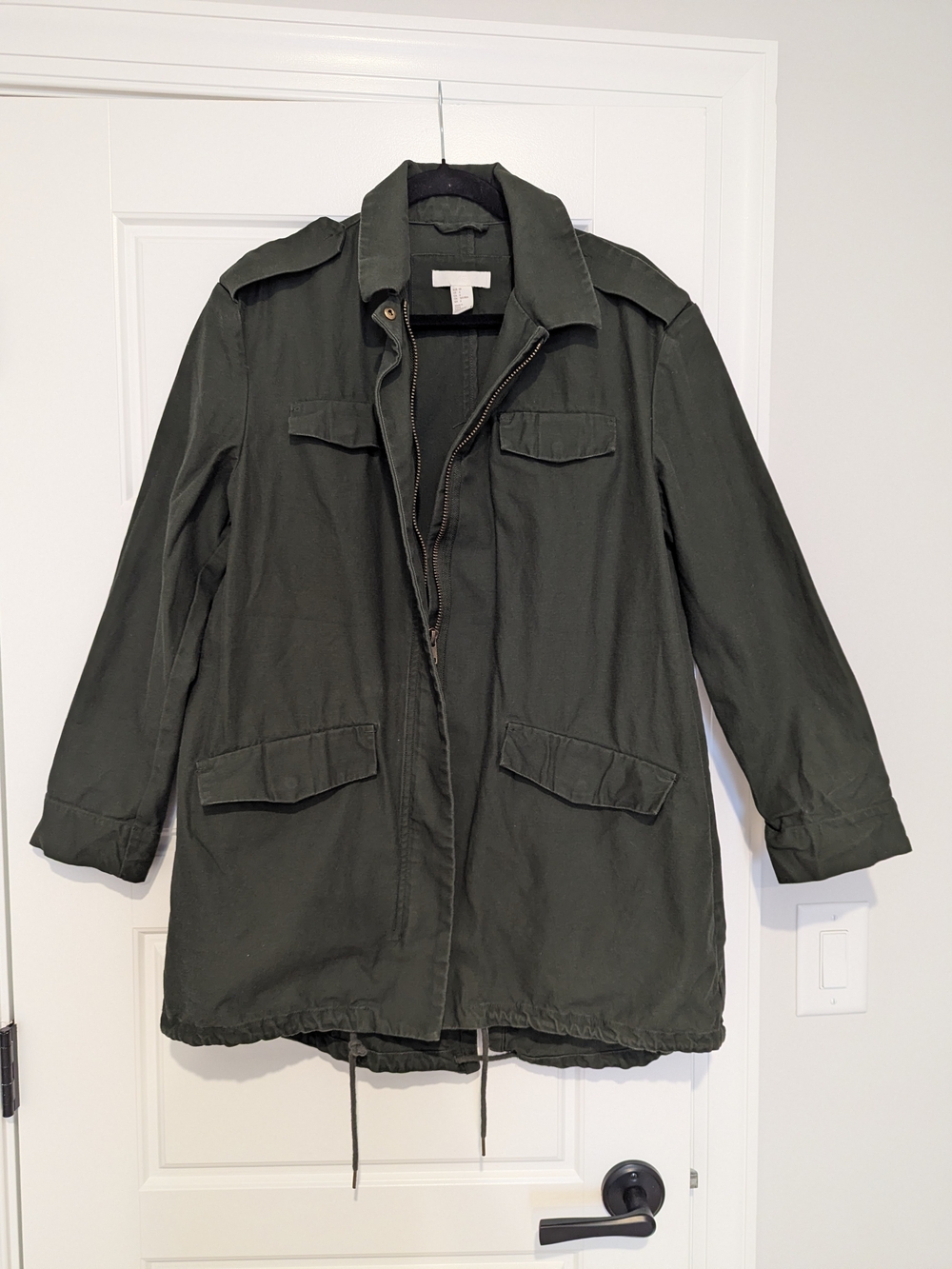 H&M Long Dark Green Utility Jacket